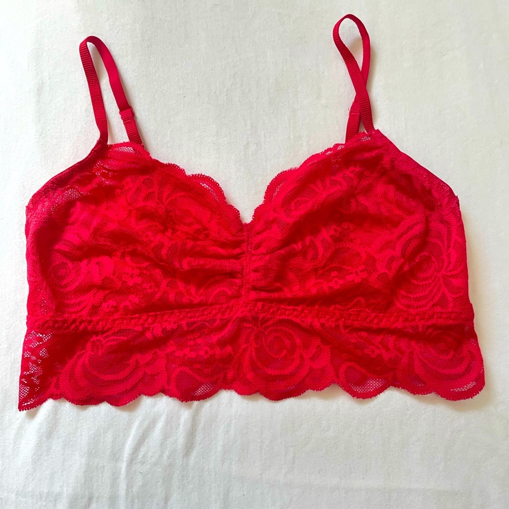 Vintage PINK Victorias Secret Red Lace Bralette Size Small